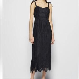 NWT Jonathan Simkhai Bonnie Sleeveless Lace Pleated Dress Size 10 Women's Black